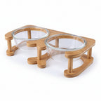 Glas Katzenfutternapf mit Holzständer
